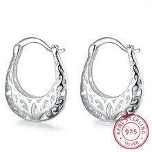 Pendientes de aro de plata esterlina 925 para mujer, aretes con diseño de flores en forma de bolso, joyería para fiesta de boda 2024 - compra barato
