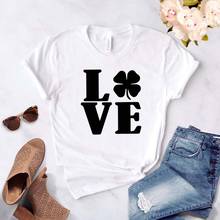 Женская футболка с принтом Love Shamrock, хлопковая хипстерская забавная футболка, подарок для девушек Yong, футболка, Прямая поставка 2024 - купить недорого