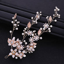 Handmade Gold Flower Crystal Pearl Bridal Headpiece Wedding Headband Hairband Hair Jewelry Wedding Hair Accessories 2024 - buy cheap