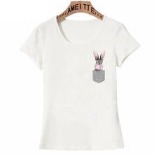 The Rabbit in Pocket Print T-Shirt Fashion Women Short Sleeve Summer Bunny Female Casual White Tee shirt Hip Hop Cute Girl Tops 2024 - buy cheap