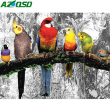 AZQSD-Cuadro de pájaros para decoración del hogar, bordado de diamantes de punto de cruz, Animal hecho a mano, imagen de diamantes de imitación 2024 - compra barato