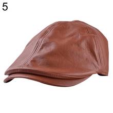 Berets Men's Women's Faux Leather Peaked Cap Newsboy Bonnet Beret Cabbie Gatsby Flat Golf Hat 2024 - buy cheap