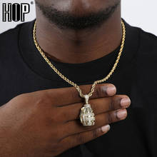 Хип-хоп ледяной побрякушки из фианита ААА, гранаты, ожерелье и кулон для женщин и мужчин, ювелирные изделия золотого цвета 2024 - купить недорого