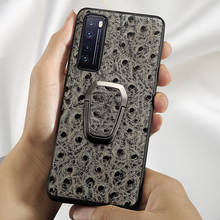 Genuine Leather Ostrich Grain Phone Case For Huawei Honor V30 V20 30 Pro Plus Cases For Nova 7 6 5 5i Pro Se Magnetic Cover 2024 - buy cheap