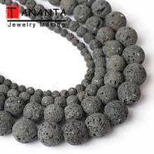 Natural Black Grey Lava Rock Beads Round Volcanic Stone DIY Beaded Bracelet Necklace 4 6 8 10 12 mm For Jewelry Making 15 inch 2024 - buy cheap
