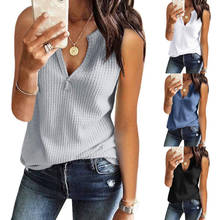 Camiseta de tirantes de punto para mujer, Tops sexys con cuello en V profundo, chaleco sin mangas elástico, suéter sólido informal, novedad de verano de 2021 2024 - compra barato