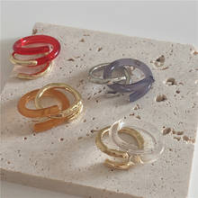 Juego de anillos de Color transparente de resina acrílica coreana para mujer y niña, nuevo diseño, anillos de apertura de doble capa de Metal, joyería para fiesta 2021 2024 - compra barato