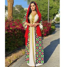 Рамадан простые 2 шт. мусульманский абайя комплекты мусульман женское платье Красный Дубайский хиджаб платье-кимоно с арабский турецкая исламская одежда 2024 - купить недорого