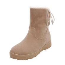 Botas de nieve con punta redonda para mujer, zapatos cálidos informales con tacón interno, 33-50 talla grande, 229 2024 - compra barato