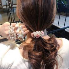 New Women Pearl Flower Hair Ropes Big Crystal Pearl Elastic Rubber Band for Girl Fashion Hair Accessories Hair Ties Wholesale 2024 - buy cheap