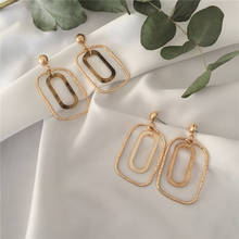 Pendientes colgantes de aleación para mujer, aretes cuadrados de acrílico de 2 colores, accesorios de boda, diseño Simple, Color dorado 2024 - compra barato