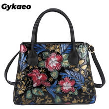 Gykaeo Bohemian Style Embroidery Floral Tote Bags for Women 2021 Winter Street Fashion Shoulder Bag Ladies Leather Messenger Bag 2024 - buy cheap