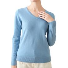 Женский вязаный шерстяной свитер с длинным рукавом и V-образным вырезом 2024 - купить недорого