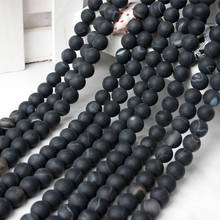 LingXiang-Cuentas sueltas de ágata esmerilada para hombre y mujer, accesorio de pulsera, color negro natural, bricolaje 2024 - compra barato
