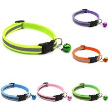 Collar reflectante de nailon para gato, Collar ajustable para mascotas pequeñas, cachorros, gatitos, con campana, cuello de 12 colores 2024 - compra barato