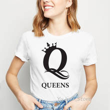 Camiseta feminina branca, estampa de letras, coroa, mulheres, verão, gráfica, tumblr, 2021 2024 - compre barato