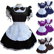 French Maid Costume Anime Cosplay Retro Waitress Pinafore Outfit Puff Sleeve Lolita Dress Halloween Costume For Women Plus Size 2024 - buy cheap