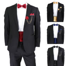 Traje clásico de negocios para hombre, corbata de Color sólido, conjunto de broche y pañuelo con sello en la cintura para boda de lujo, corbata de novio 2024 - compra barato