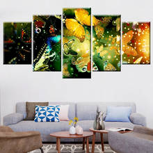 Póster de mariposa colorida para pared, arte abstracto, pintura en lienzo, 5 paneles, impresión HD, imagen para decoración del hogar y sala de estar 2024 - compra barato