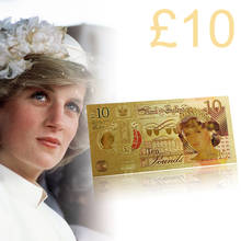 2019 WR Princess of Wales Golden Banknote Quality 999 24k Gold Foil Banknote Diana Princess Ten Pounds Gold Banknote 2024 - buy cheap