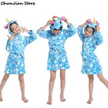 Flannel Soft Warm Kigurumi Unicorn Pajamas Children's Sleepwear Homewear Girl Bathrobes Unicorn Robes Kids Sleepwear Homewear 2024 - buy cheap