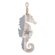 Wooden Decor Seahorse with Starfish and Shells for Nautical Decoration,Wall Hanging Ornament Beach Theme Home Decoration 2024 - buy cheap