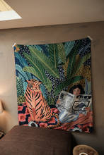 Животный дизайн скандинавский INS подвесной гобелен фон ткань Бохо Декор настенная Ткань Гобелен Джунгли тигр девушка ткань 2024 - купить недорого