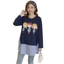 Cartoon Cotton Patchwork Maternity Shirts Autumn Fashion Long Sleeve Clothes 2024 - buy cheap