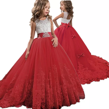 Red Girl Lace Embroidery Christmas Birthday Party Dress Flower Wedding Gown Formal Kids Dresses For Girls Teen Clothes 6 14 Yrs 2024 - купить недорого