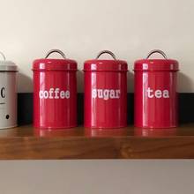 Kitchen Canister Set with Lid Food Storage Sugar Coffee Tea Containers Red Set of 3 For Kitchen Countertop 2024 - buy cheap