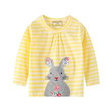Small cartoon autumn new European and American brand cotton embroidered bunny girl long sleeve T-shirt 2024 - buy cheap