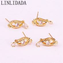 10Pairs Gold Filled Fashion Clear CZ  Zirconia Micro Pave Eye Shape Stud For Women Lady 2024 - buy cheap