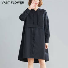 Cotton Women Dress Long Sleeve Hooded Loose Casual Clothes Patchwork Fashion Elegant Vestidos Ladies Dresses Spring Autumn 2021 2024 - buy cheap