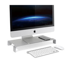 Suporte para monitor, feito em alumínio, organizador de mesa com armazenamento de teclado, para macbook, imac pro, tela de tv, impressão 2024 - compre barato