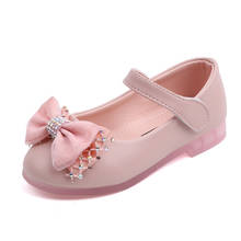 Children Spring Baby Girl Shoes Princesa Fashion Rhinestonebow Kids Low-Heeled Leather Shoes For Little Girls 1 2 3 4 5 6 Years 2024 - buy cheap