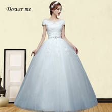 Vestido de noiva cristal gr705, vestido de noiva com manga curta, com renda, formal, para futura esposa 2024 - compre barato