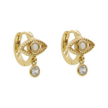 Pendientes de aro de Plata de Ley 925 para mujer, aretes pequeños de círculo para mujer, color dorado, Minil, anillo de mal de ojo, joyería colgante 2024 - compra barato