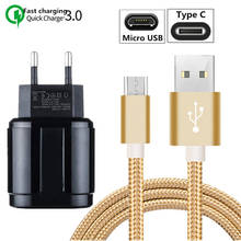 QC 3.0 Charger For Samsung Galaxy M20 A6 S9 S8 S10E  S10 Plus A7 A5 J8 J6 J4 2018 USB Cable for J3 2017 J7 J5 S7 S6 edge 2024 - buy cheap
