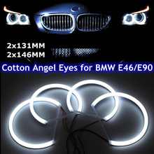 Car-styling 1 SET (2X 146mm+2X 131 mm )White Halo Cotton Light car smd LED Angel eyes for BMW E46 non projector auto lighting 2024 - buy cheap