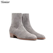 Yomior Italian Fashion Men Shoes Real Cow Leather Pointed Toe Ankle Boots Vintage Zip Cork Formal Dress Chelsea Boots Big Size 2024 - buy cheap
