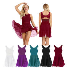 Vestido de balé para mulheres adulto, cortado, assimétrico, de chiffon, dança, bailarina, ginástica, roupa de dança, coquetel, venda imperdível 2024 - compre barato