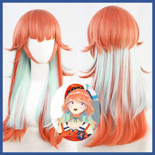 VTuber Takanashi Kiara peluca Hololive EN Cosplay Phoenix Kusotori niñas naranja mezclado verde menta 75cm pelo sintético largo y liso 2024 - compra barato