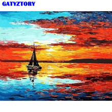 GATYZTORY-pintura por números de paisaje, lienzo de puesta de sol, cuadro al óleo artesanal, pintado a mano, moderno para decoración del hogar 2024 - compra barato