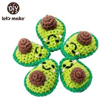 Let's Make 10pcs Avocado Wooden Teether Crochet Beads Wooden Crafts DIY Beads For Pacifier Chain Baby Rattle Bead Kids Teether 2024 - buy cheap