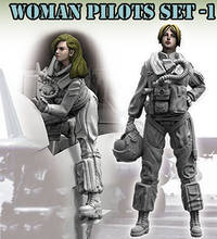 Conjunto de figura de resina para mulheres, 54mm, modelo piloto, em miniatura, sem montagem, 1/32 2024 - compre barato