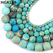 HGKLBB Matte Lake blue Imperial calaite Natural Stone Round Loose beads for jewelry making 4/6/8/10/12MM bracelet DIY Accessorie 2024 - buy cheap