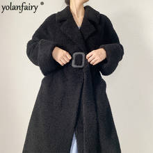 Abrigo de piel auténtica para mujer, abrigo de lana 100%, chaqueta de piel de cordero, abrigos largos coreanos, ropa de mujer 2020 Dxz19082202 2024 - compra barato
