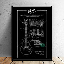 ZT016 Painting Gibson Les Paul Guitar Patent Blueprint Picture Poster Prints Art Wall Home Decor Canvas Living Room Decoration 2024 - buy cheap