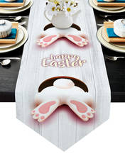 Счастливая Пасха, деревянная скатерть в виде кролика, Свадебный декор, скатерть для торта и подстилка, украшение для стола, скатерть для стола 2024 - купить недорого
