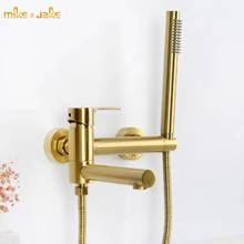 Grifo de ducha de baño con cepillo dorado, mezclador de agua caliente y fría para ducha y bañera 2024 - compra barato